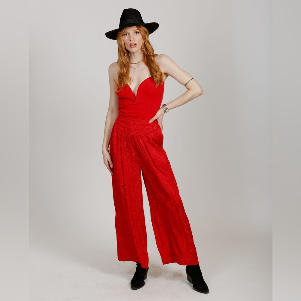 Band of the Free Thaddea Ruby Red Wide Leg Pants NWT